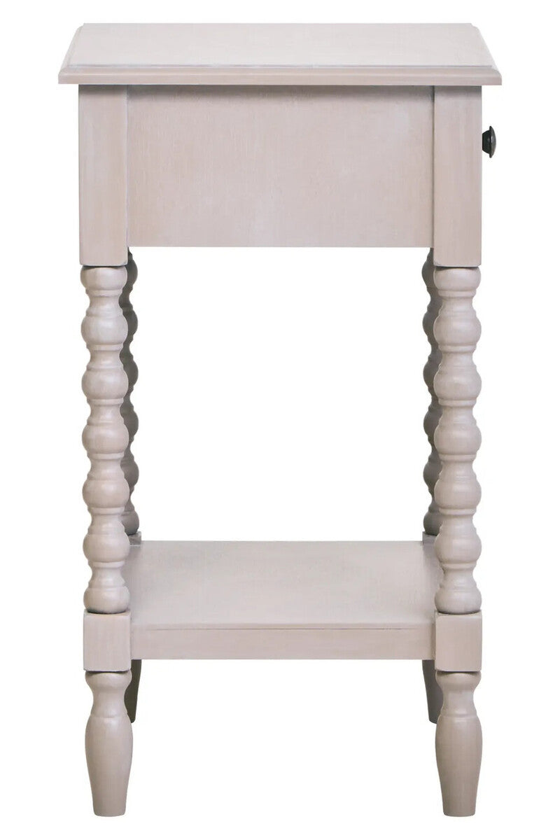 Heritage One Drawer Bobble Detail Grey Wooden Side Table