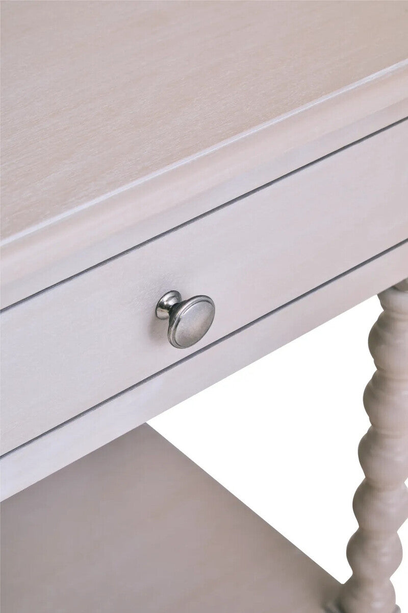 Heritage One Drawer Bobble Detail Grey Wooden Side Table