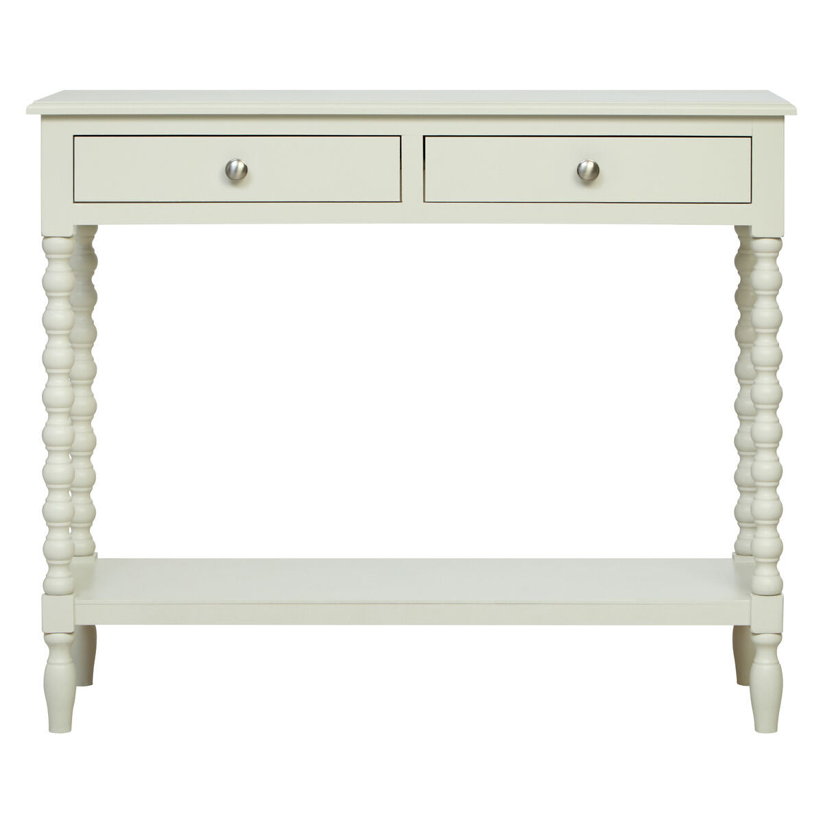 Heritage Two Drawer Bobble Detail Ivory Wooden Console Table