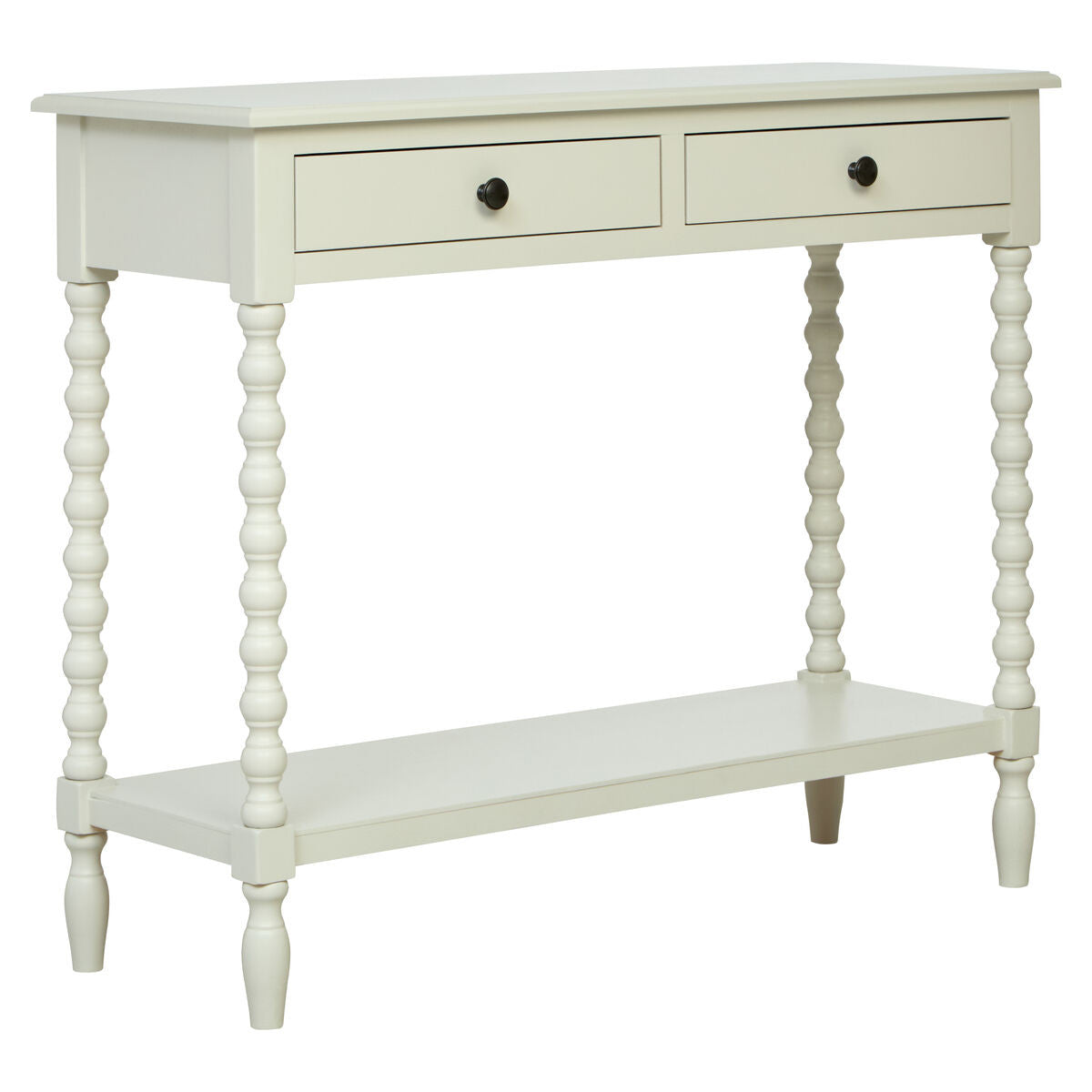 Heritage Two Drawer Bobble Detail Ivory Wooden Console Table