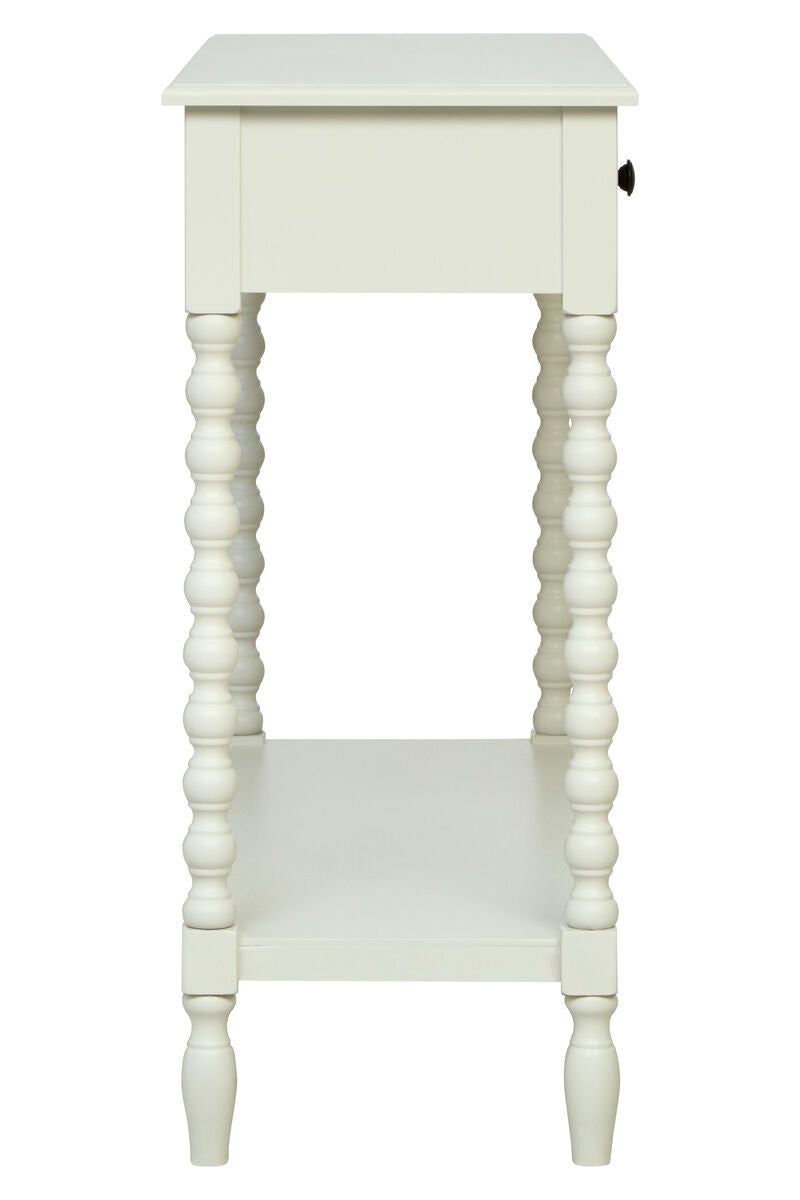 Heritage Two Drawer Bobble Detail Ivory Wooden Console Table