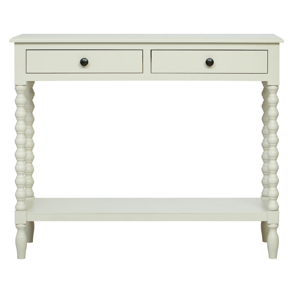 Heritage Two Drawer Bobble Detail Ivory Wooden Console Table