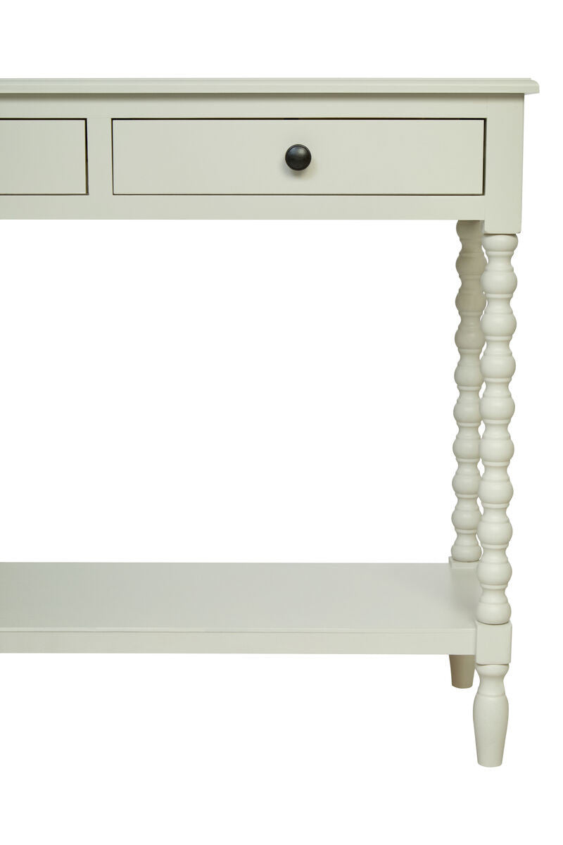 Heritage Two Drawer Bobble Detail Ivory Wooden Console Table