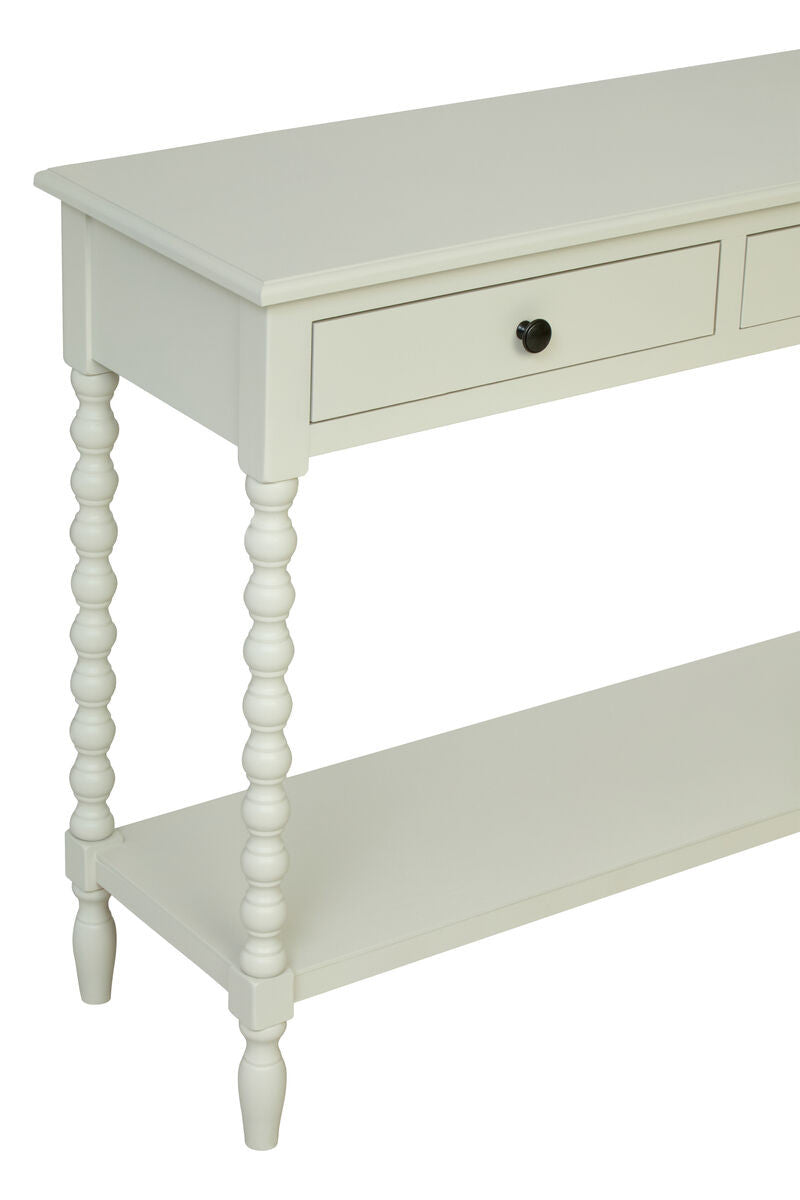 Heritage Two Drawer Bobble Detail Ivory Wooden Console Table