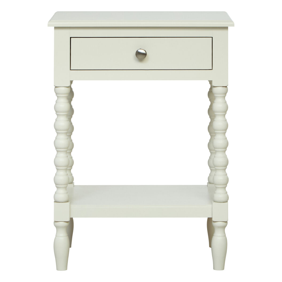Heritage One Drawer Bobble Detail Ivory Wooden Bedside Table