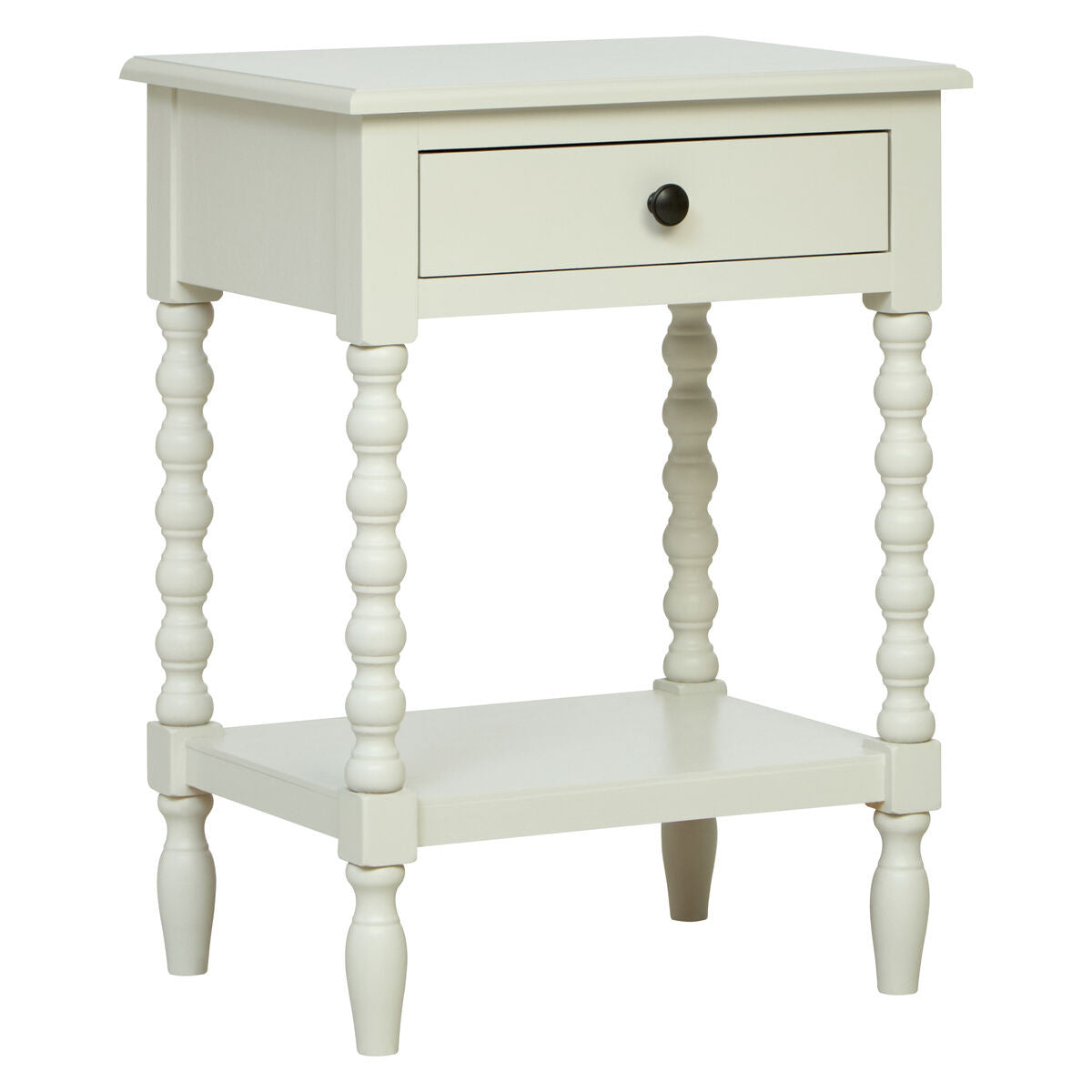 Heritage One Drawer Bobble Detail Ivory Wooden Bedside Table
