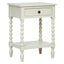 Heritage One Drawer Bobble Detail Ivory Wooden Bedside Table