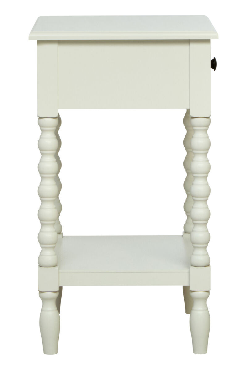 Heritage One Drawer Bobble Detail Ivory Wooden Bedside Table