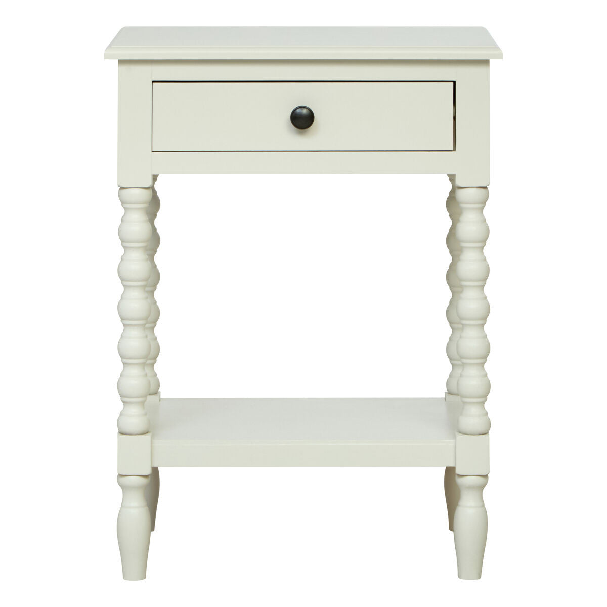 Heritage One Drawer Bobble Detail Ivory Wooden Bedside Table