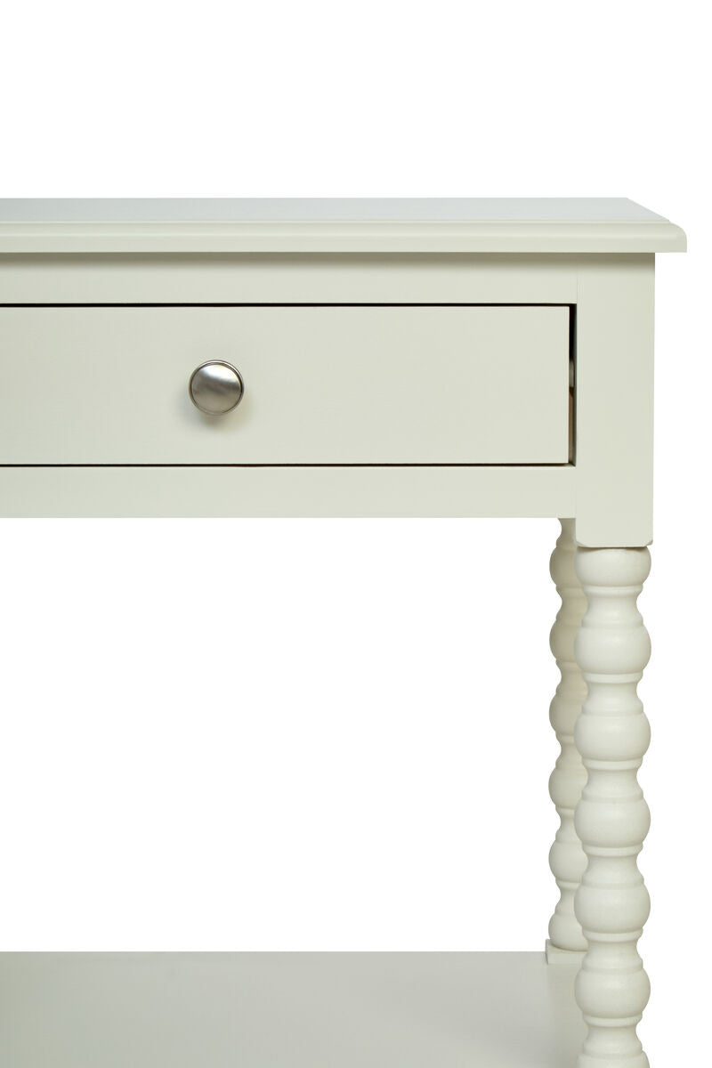 Heritage One Drawer Bobble Detail Ivory Wooden Bedside Table