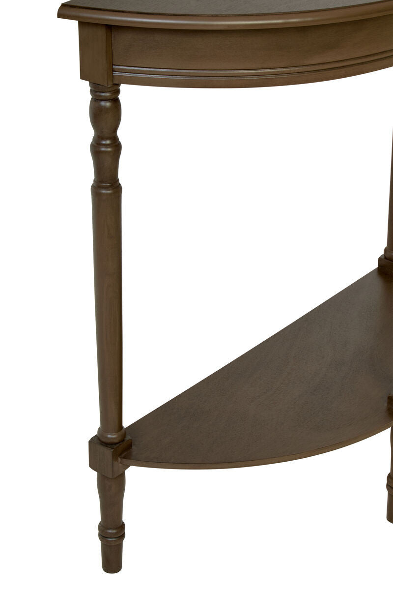 Heritage Dark Brown Half Moon Wooden Console Table