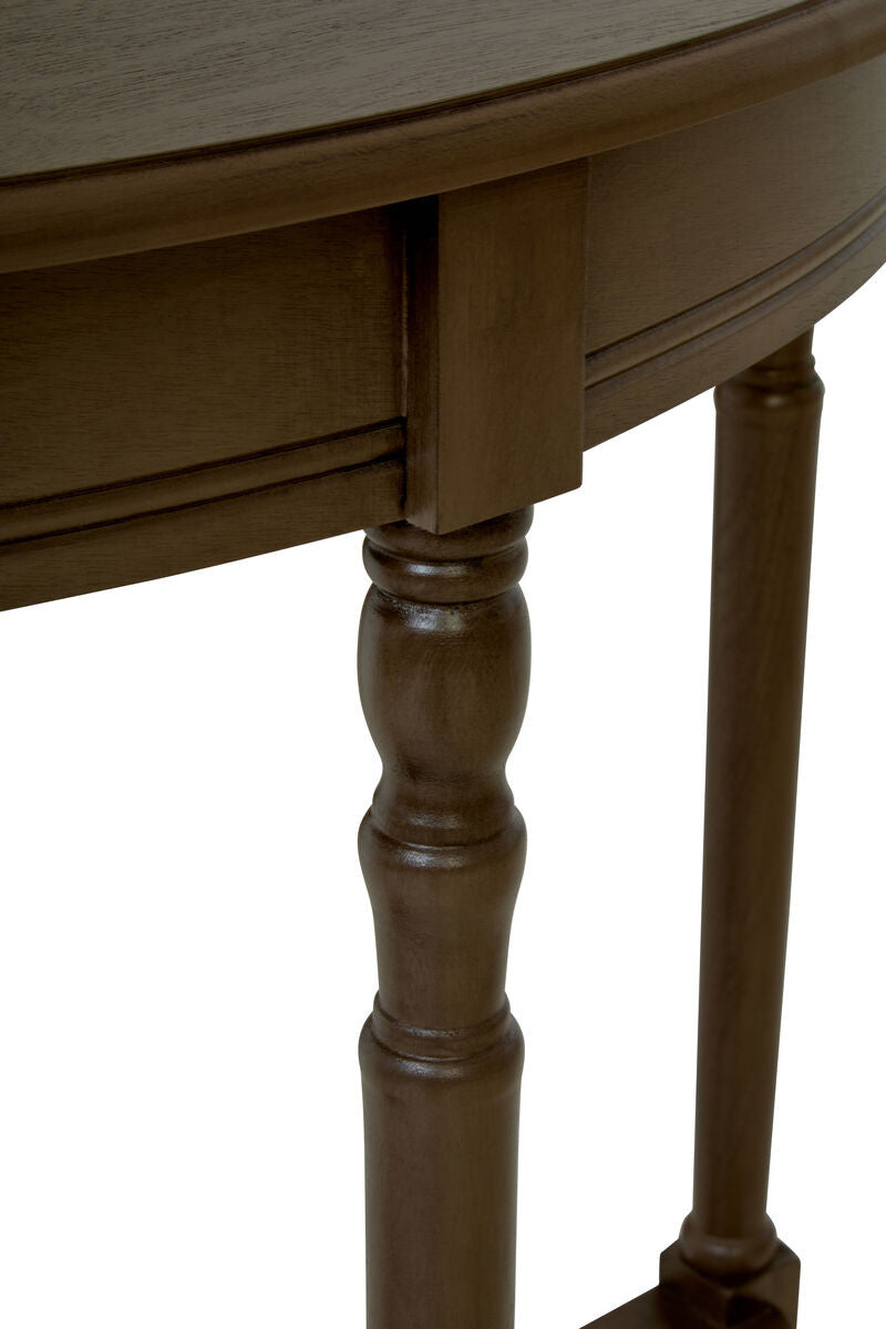 Heritage Dark Brown Half Moon Wooden Console Table