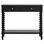 Heritage Two Drawer Bobble Detail Black Wooden Console Table