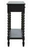 Heritage Two Drawer Bobble Detail Black Wooden Console Table
