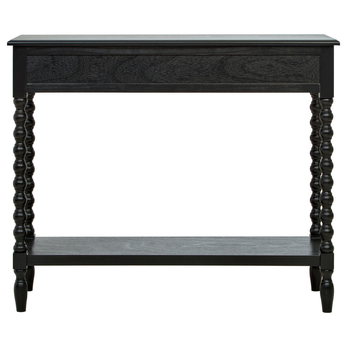 Heritage Two Drawer Bobble Detail Black Wooden Console Table