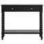 Heritage Two Drawer Bobble Detail Black Wooden Console Table