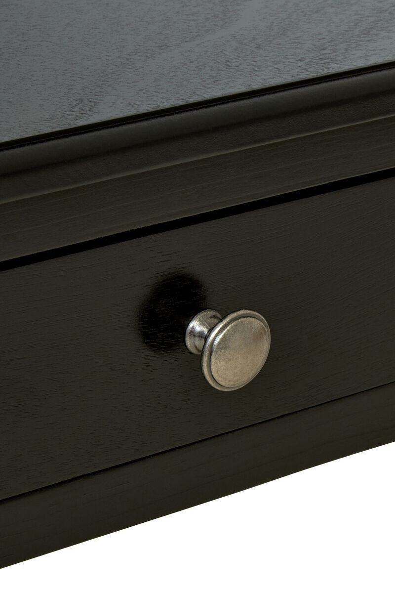 Heritage Two Drawer Bobble Detail Black Wooden Console Table