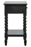 Heritage One Drawer Bobble Detail Black Wooden Bedside Table