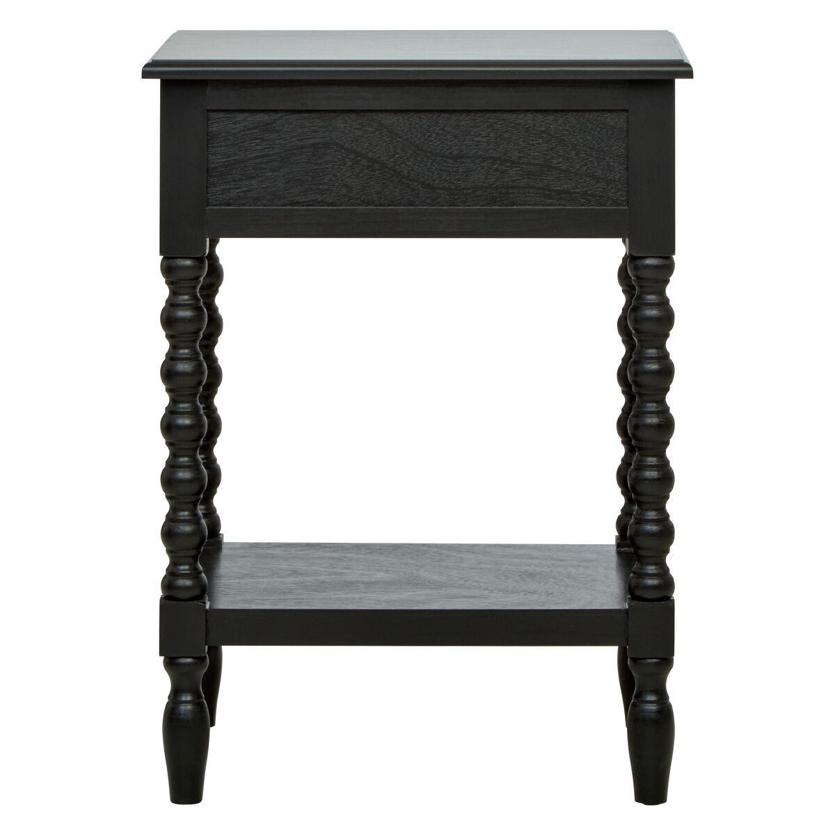 Heritage One Drawer Bobble Detail Black Wooden Bedside Table