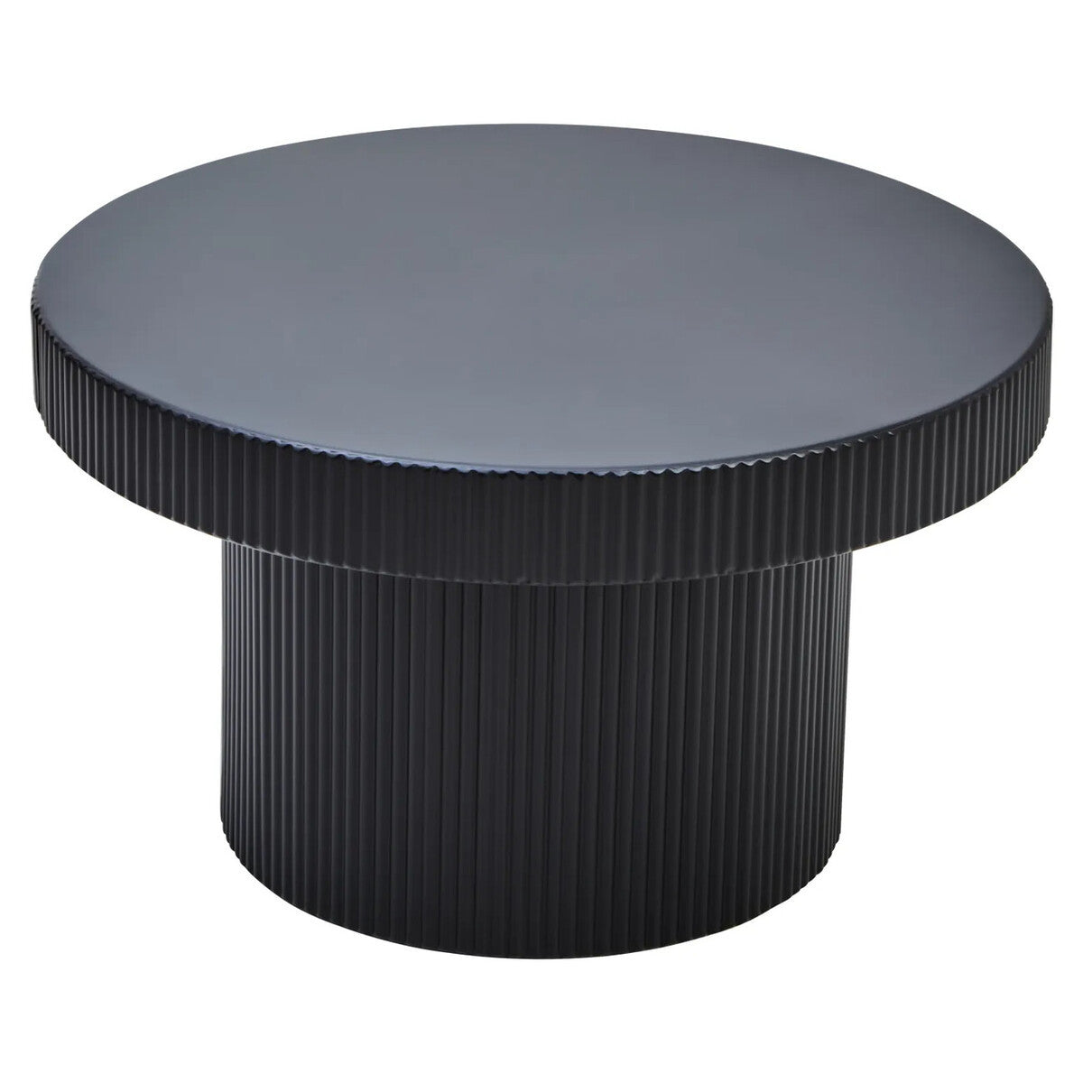 Trento Black Metal Round Ridge Detail Coffee Table