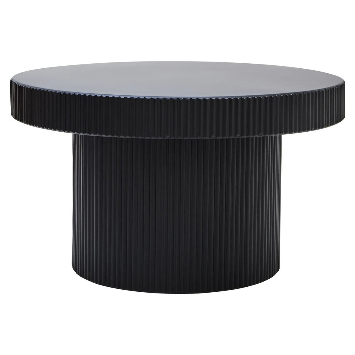 Trento Black Metal Round Ridge Detail Coffee Table