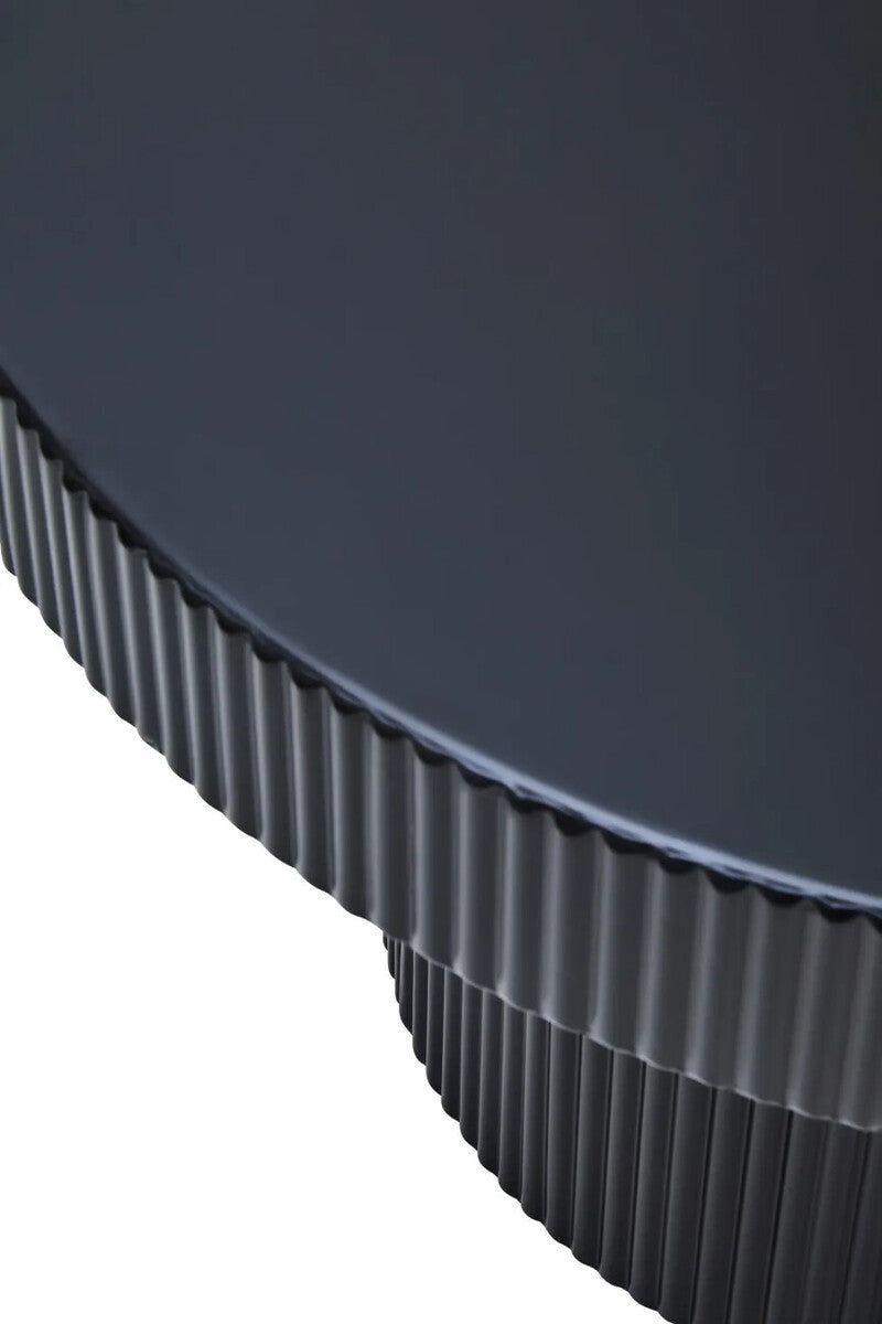 Trento Black Metal Round Ridge Detail Coffee Table