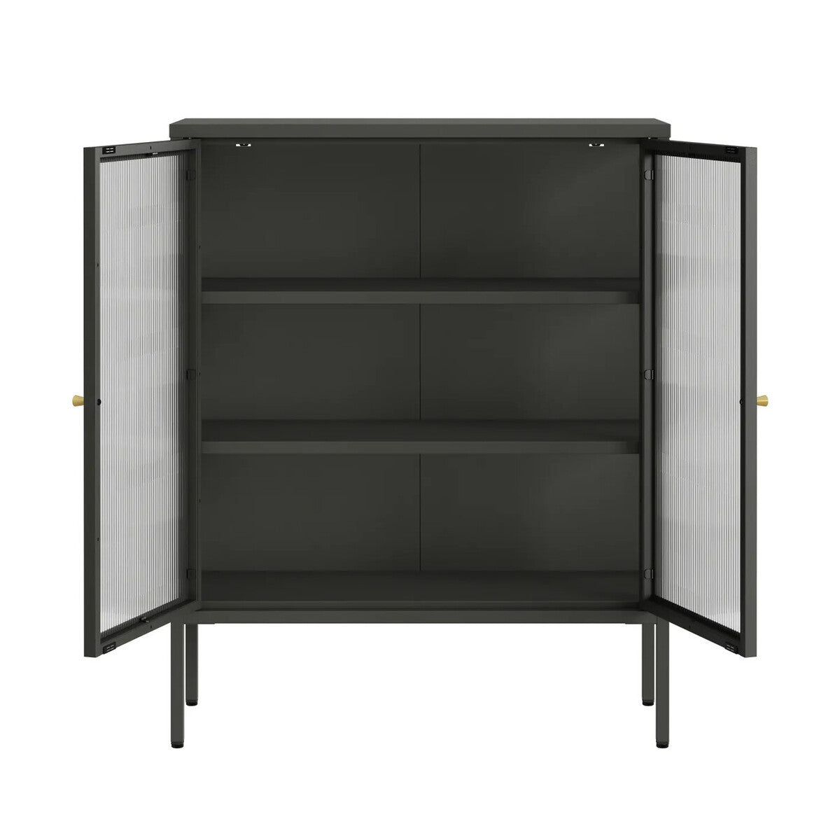 Addison Black Metal and Fluted Glass Door Cabinet