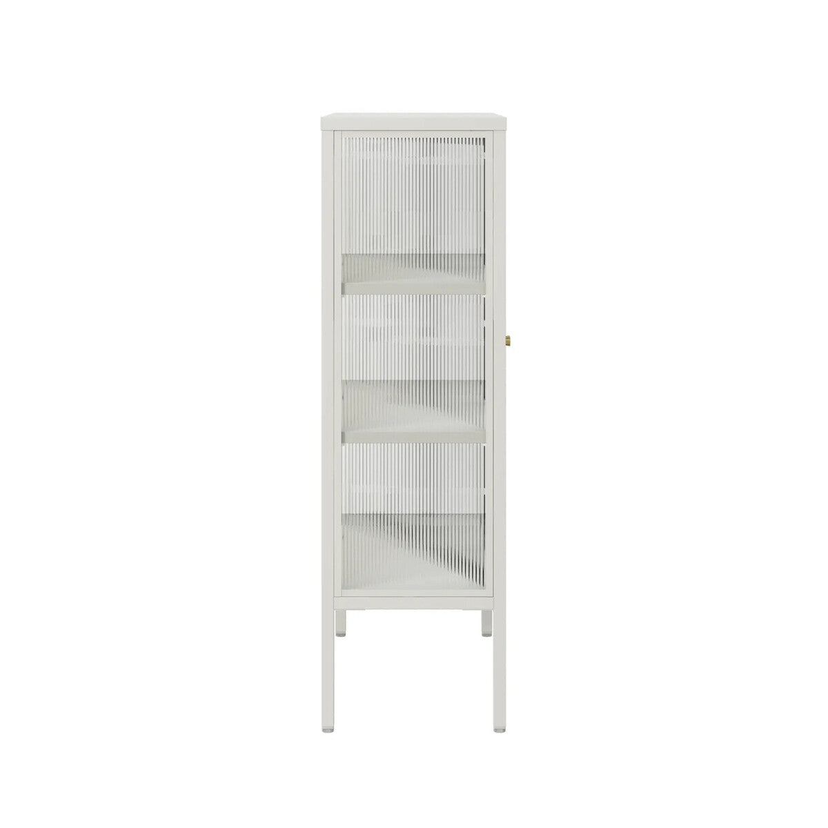 Addison Warm White Metal and Fluted Glass Door Cabinet