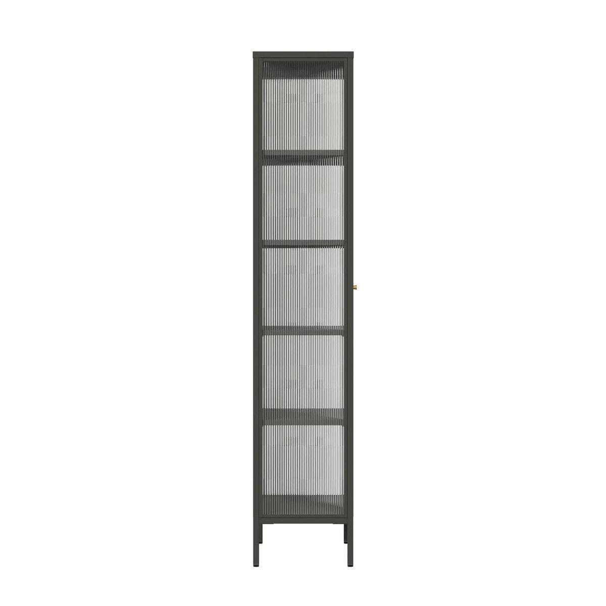Addison Black Metal and Fluted Glass Door Tall Cabinet