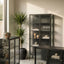 Addison Black Metal and Fluted Glass Door Tall Cabinet