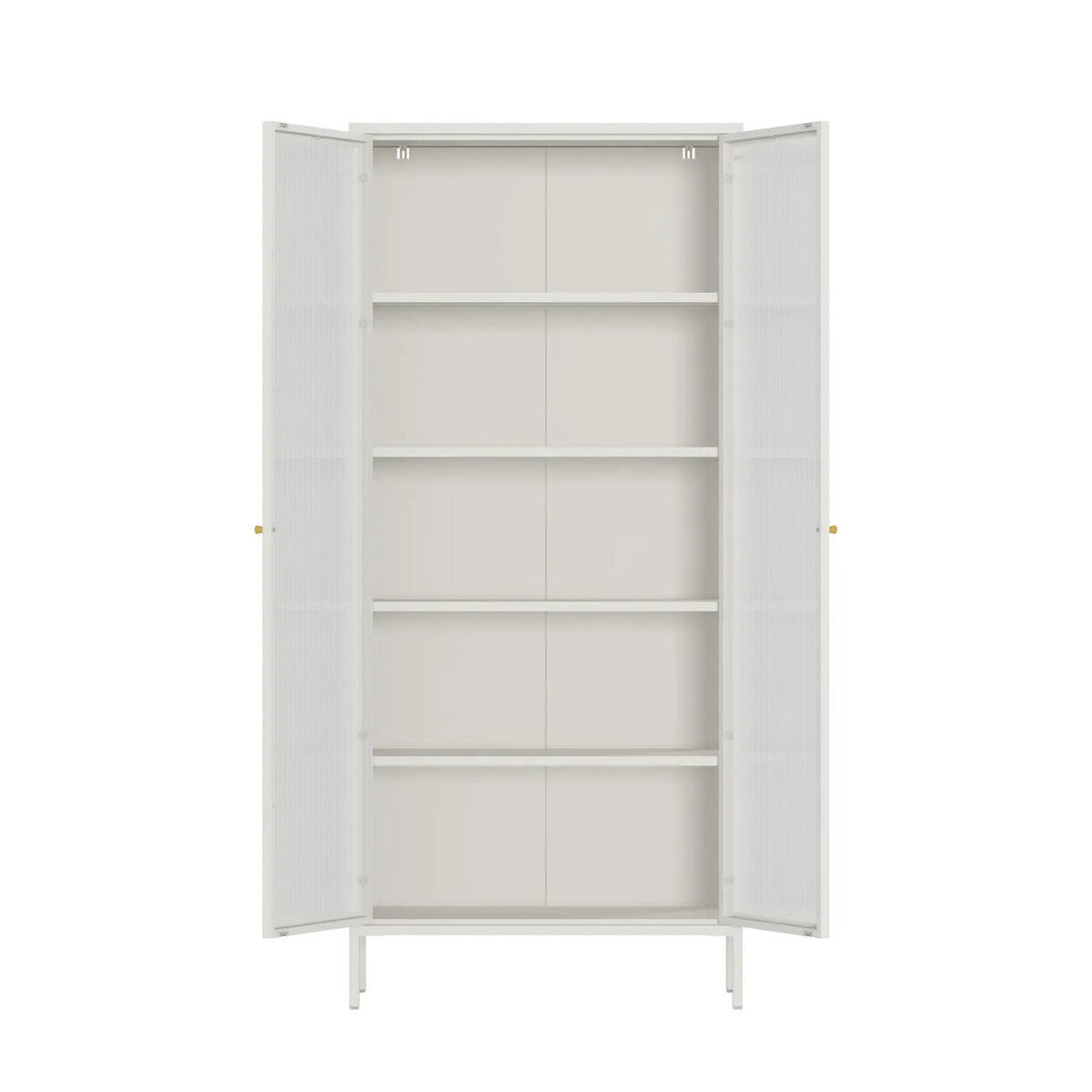 Addison Warm White Metal Fluted Glass Door Tall Cabinet