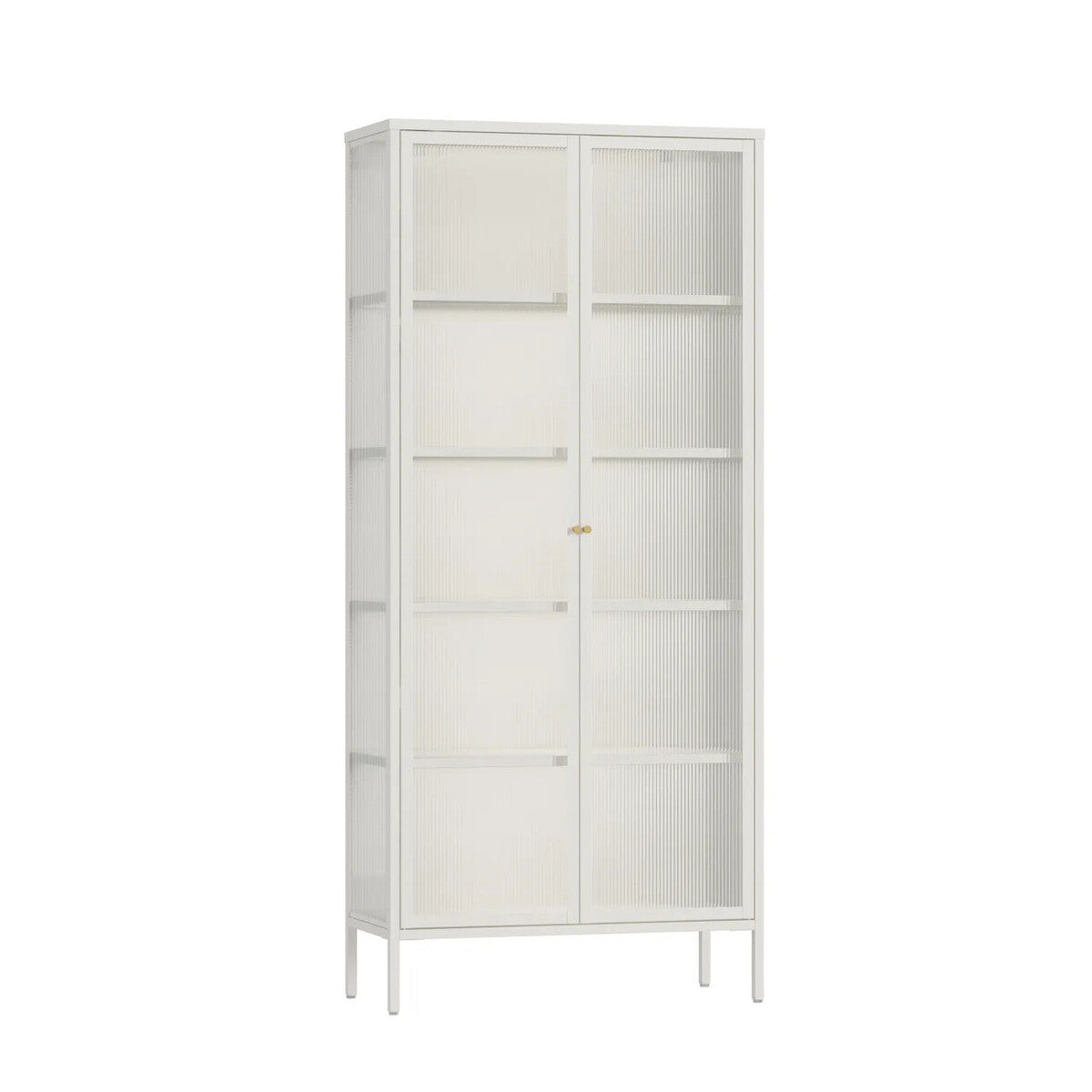 Addison Warm White Metal Fluted Glass Door Tall Cabinet