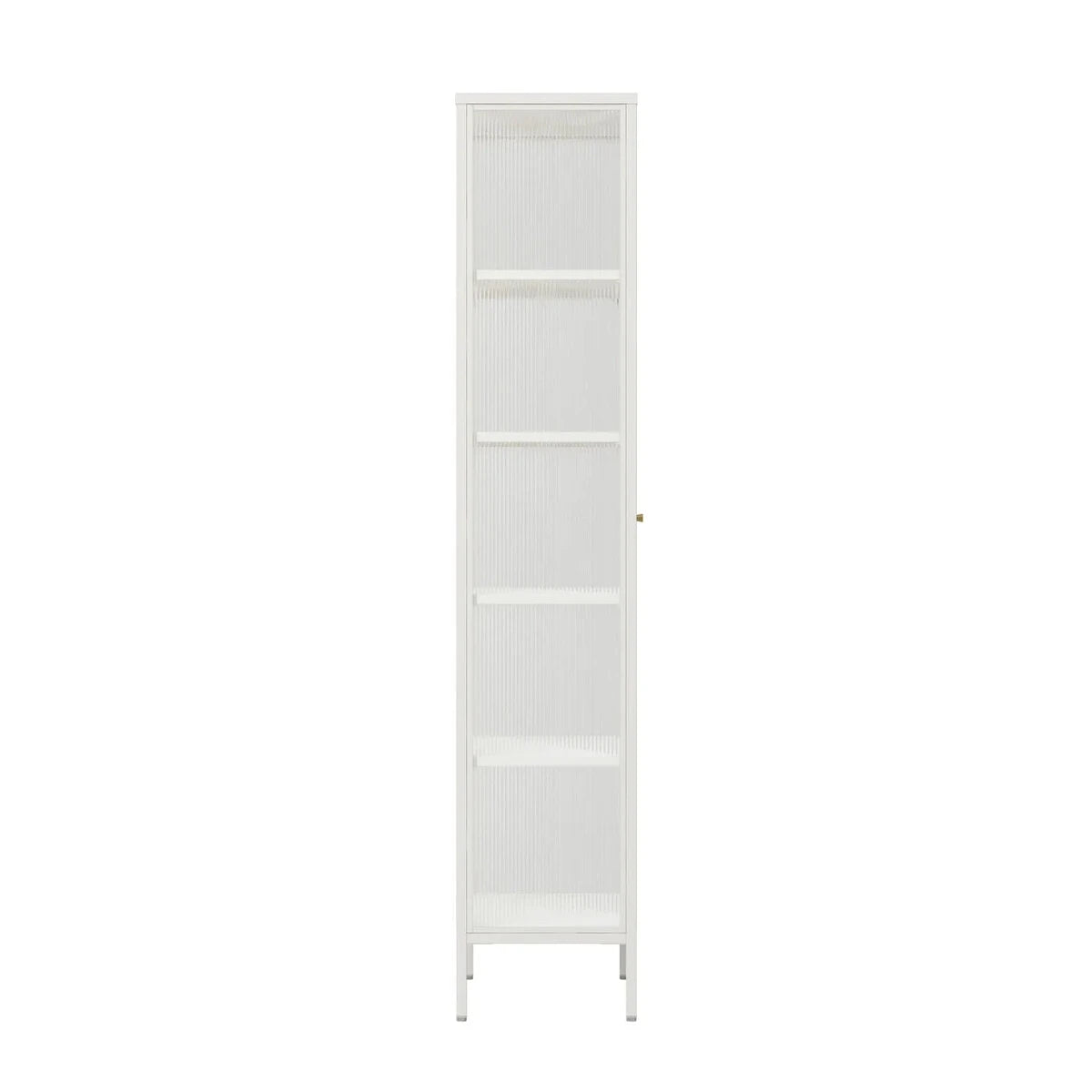 Addison Warm White Metal Fluted Glass Door Tall Cabinet