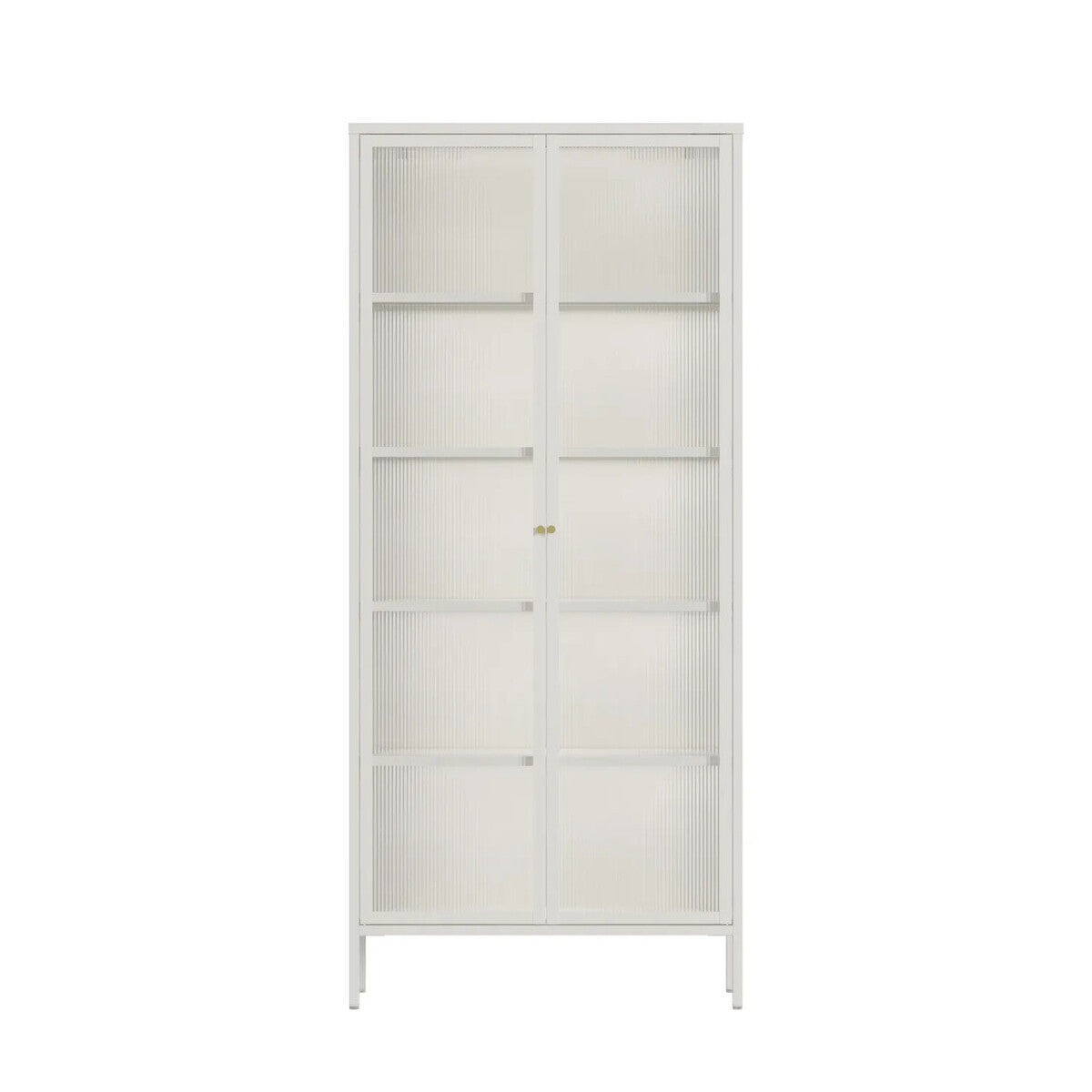 Addison Warm White Metal Fluted Glass Door Tall Cabinet