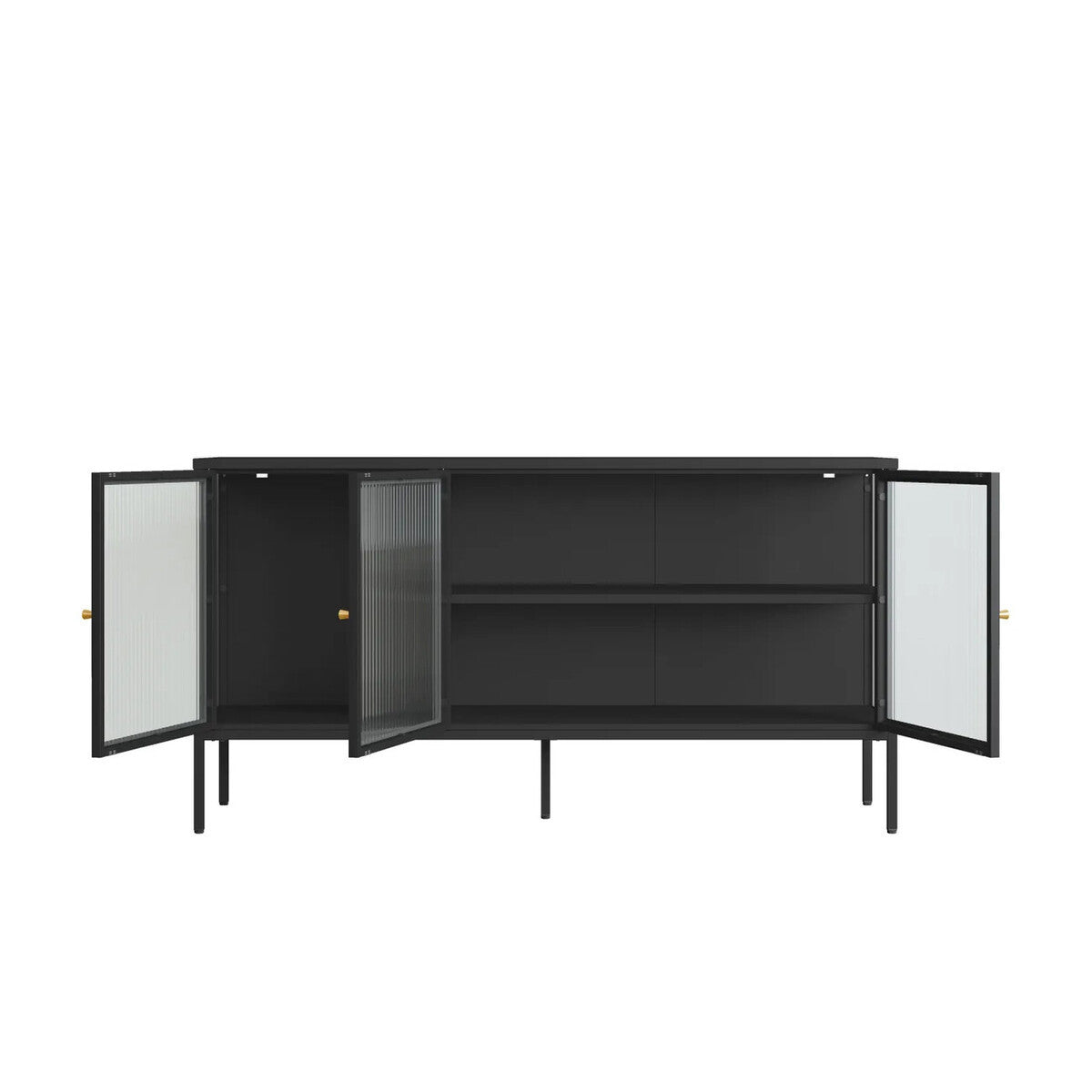 Addison Black Metal and Fluted Glass Door Sideboard