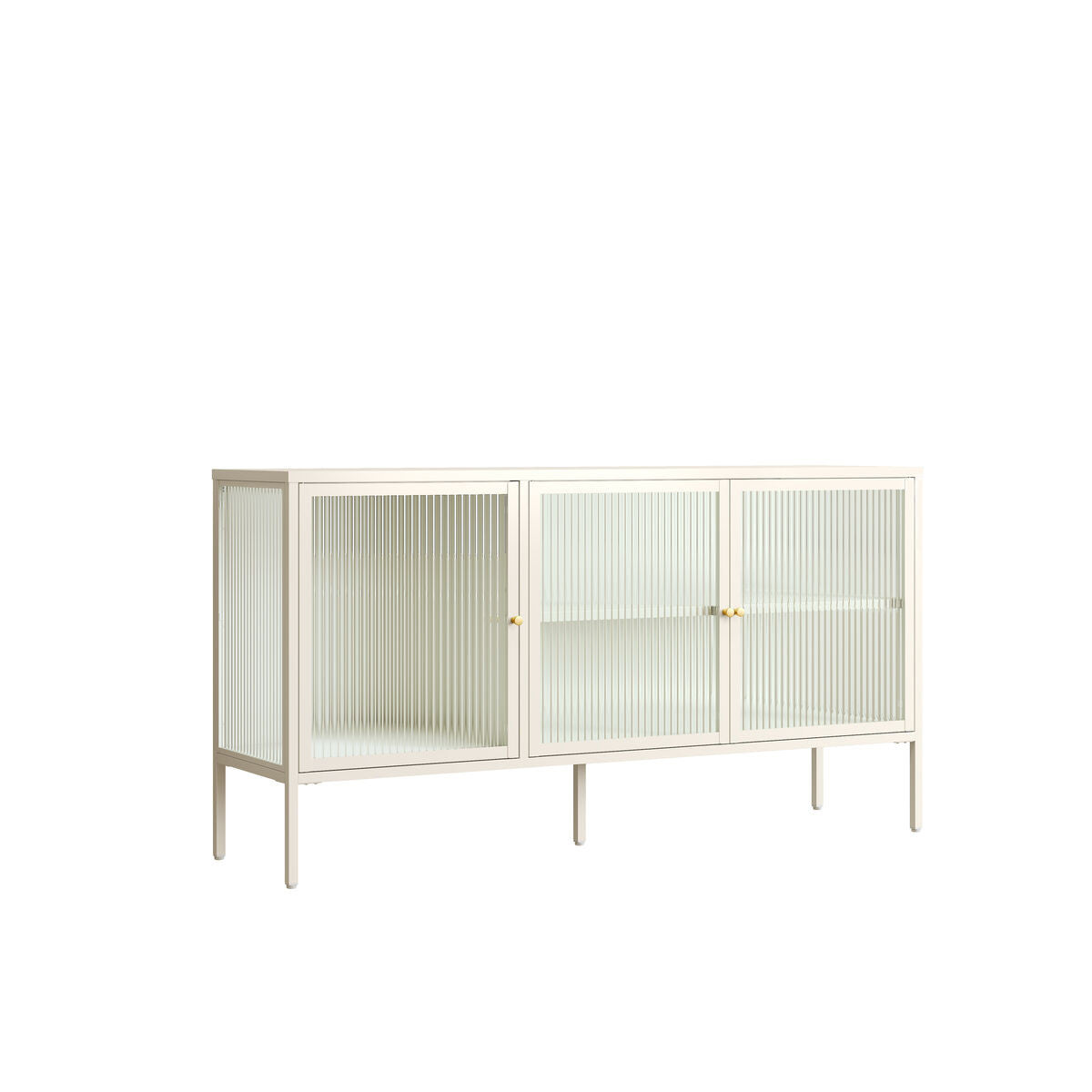 Addison Warm White Metal Fluted Glass Door Sideboard