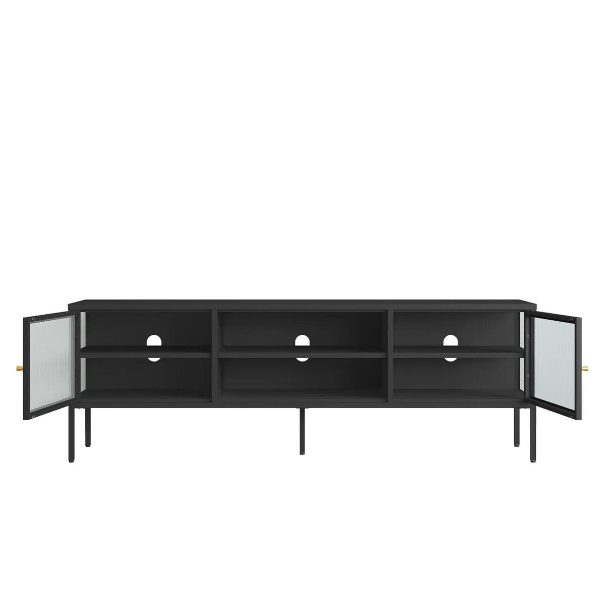 Addison Black Metal and Fluted Glass Door Media Unit