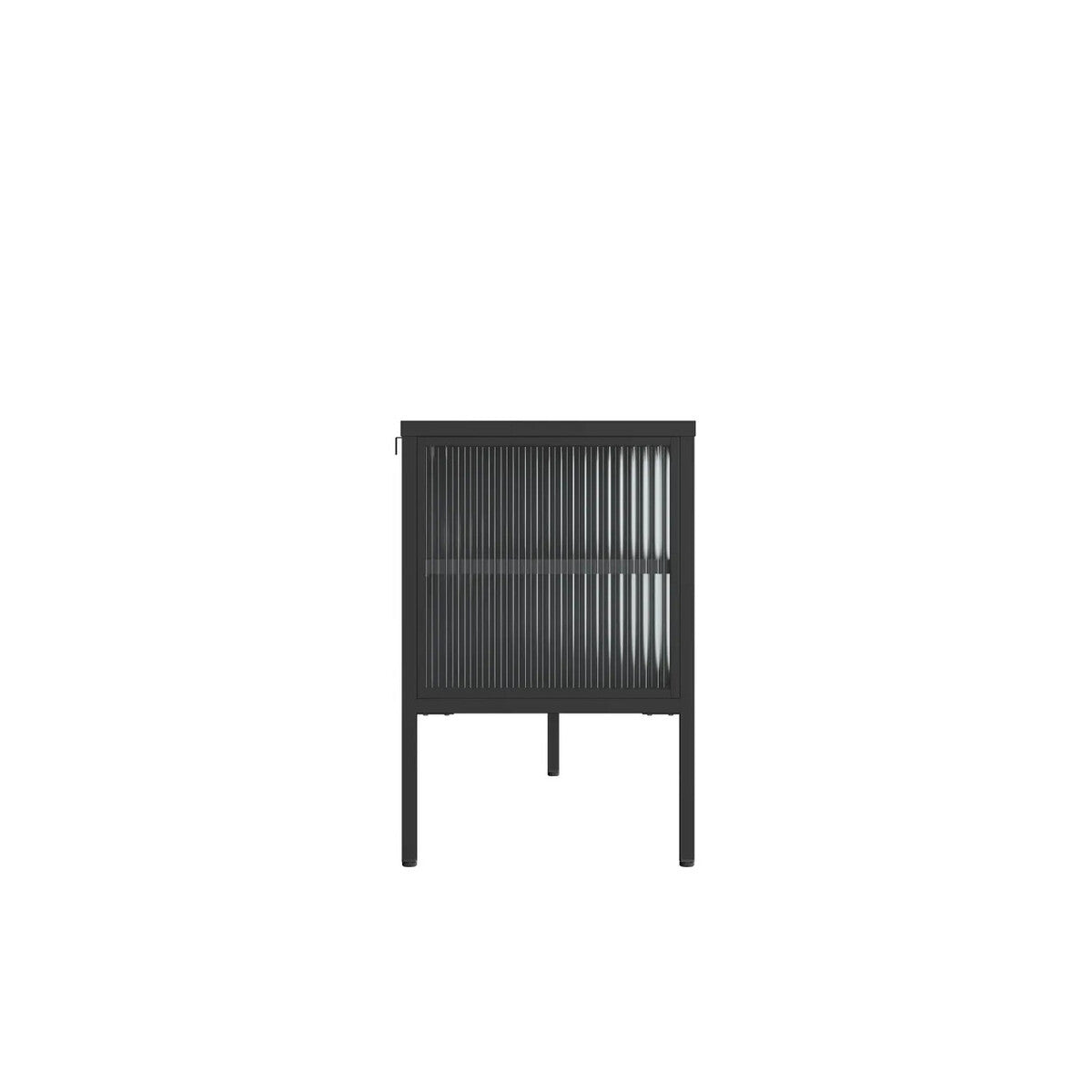 Addison Black Metal and Fluted Glass Door Media Unit
