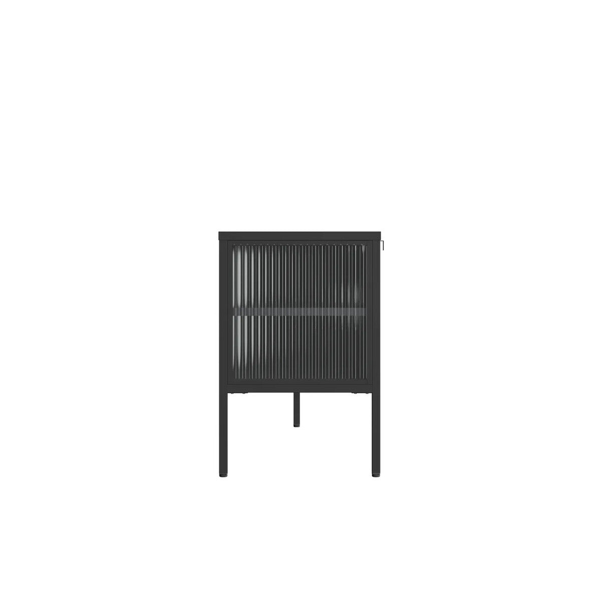 Addison Black Metal and Fluted Glass Door Media Unit