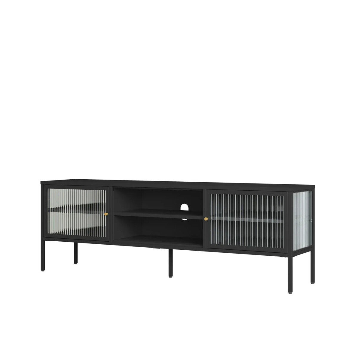 Addison Black Metal and Fluted Glass Door Media Unit