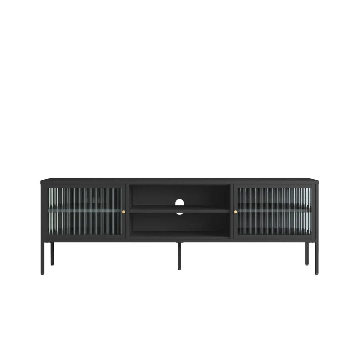 Addison Black Metal and Fluted Glass Door Media Unit