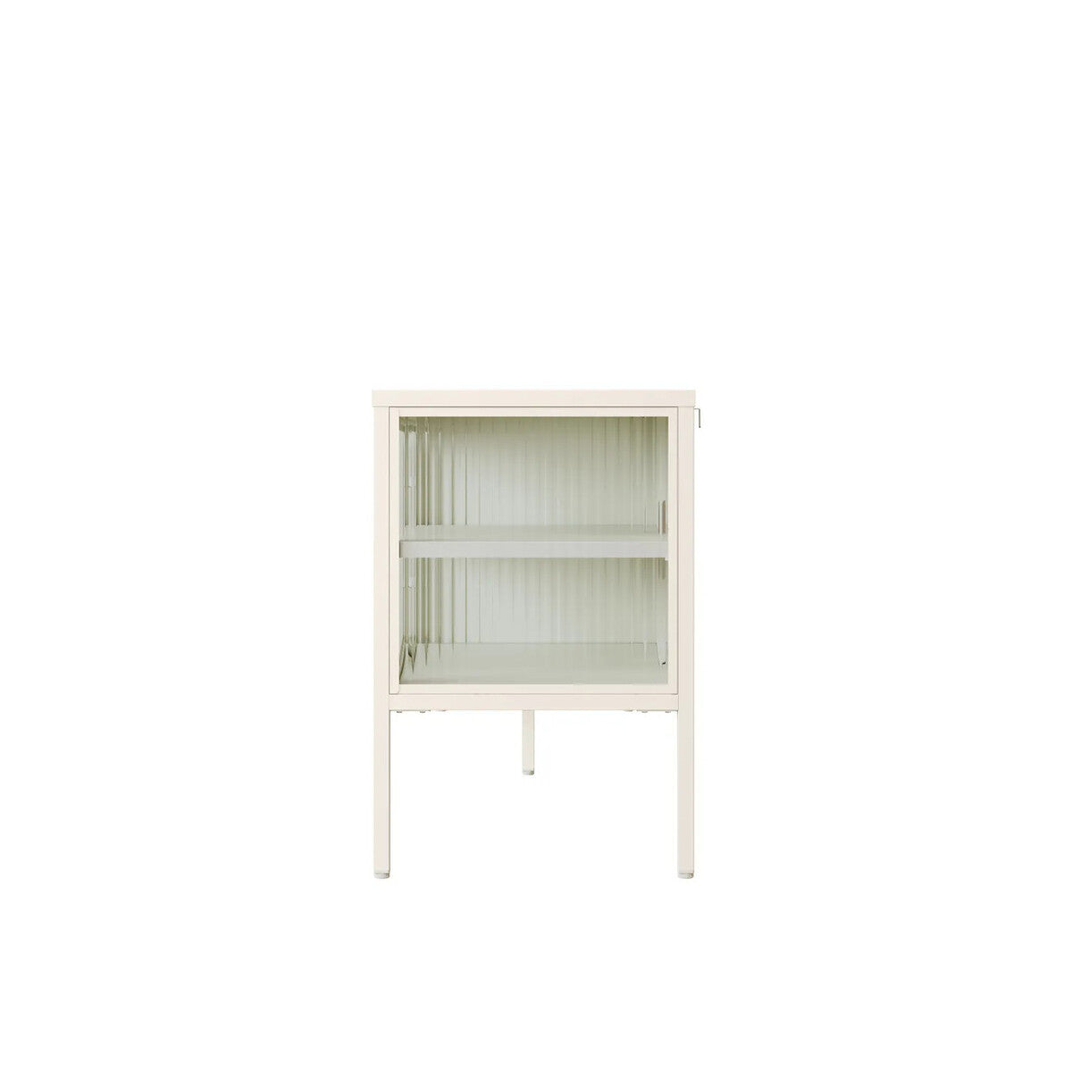 Addison Warm White Metal Fluted Glass Door Media Unit