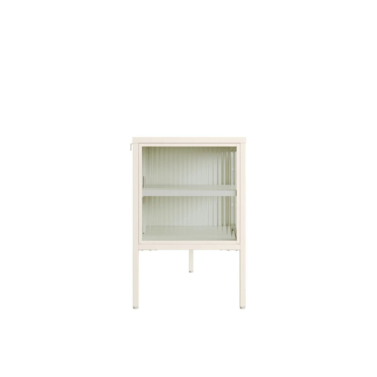 Addison Warm White Metal Fluted Glass Door Media Unit