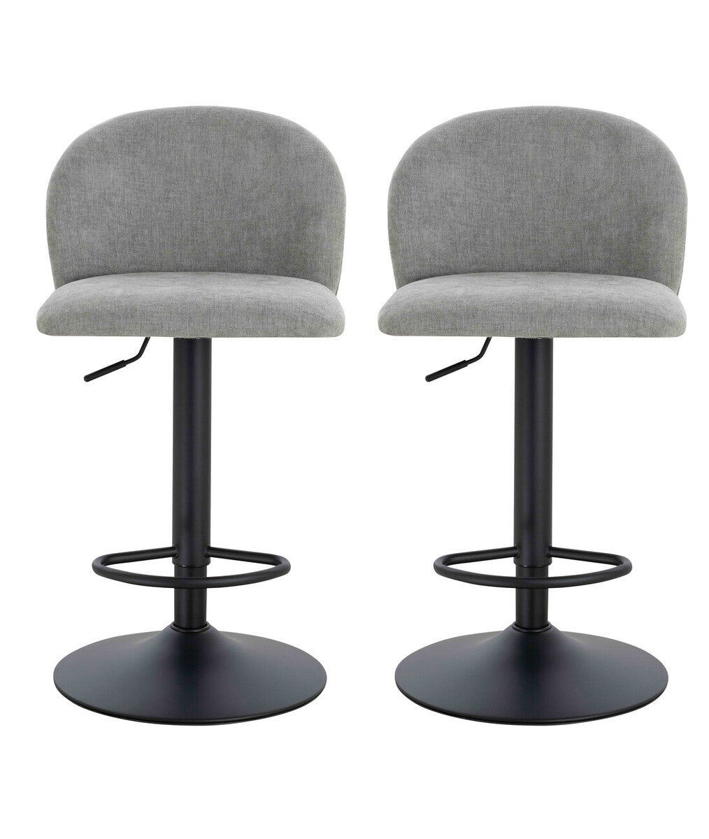 Maxwell Set of 2 Light Grey Textured Fabric Curved Bar Chairs