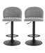 Maxwell Set of 2 Light Grey Textured Fabric Curved Bar Chairs