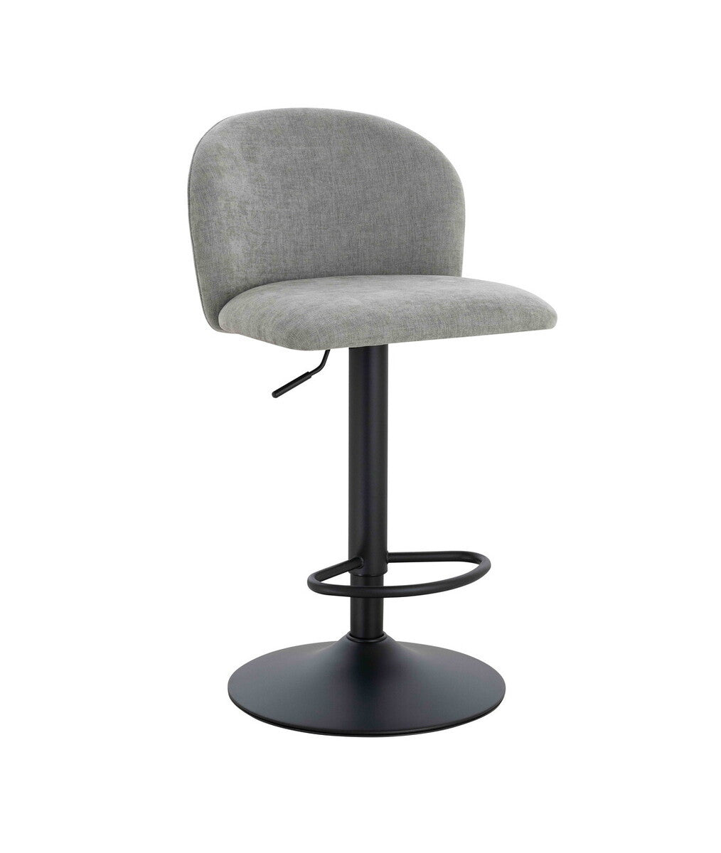 Maxwell Set of 2 Light Grey Textured Fabric Curved Bar Chairs