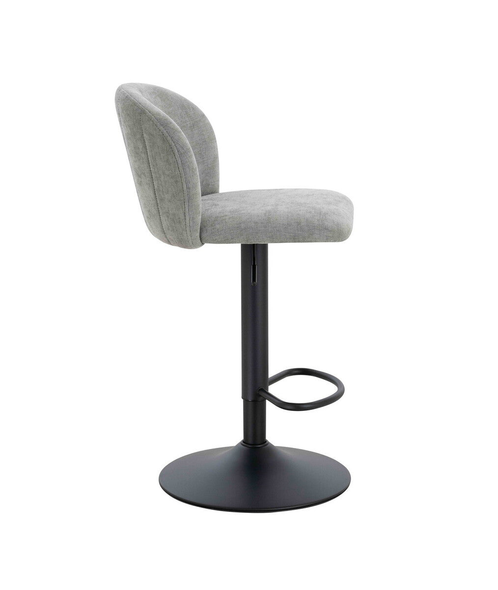 Maxwell Set of 2 Light Grey Textured Fabric Curved Bar Chairs