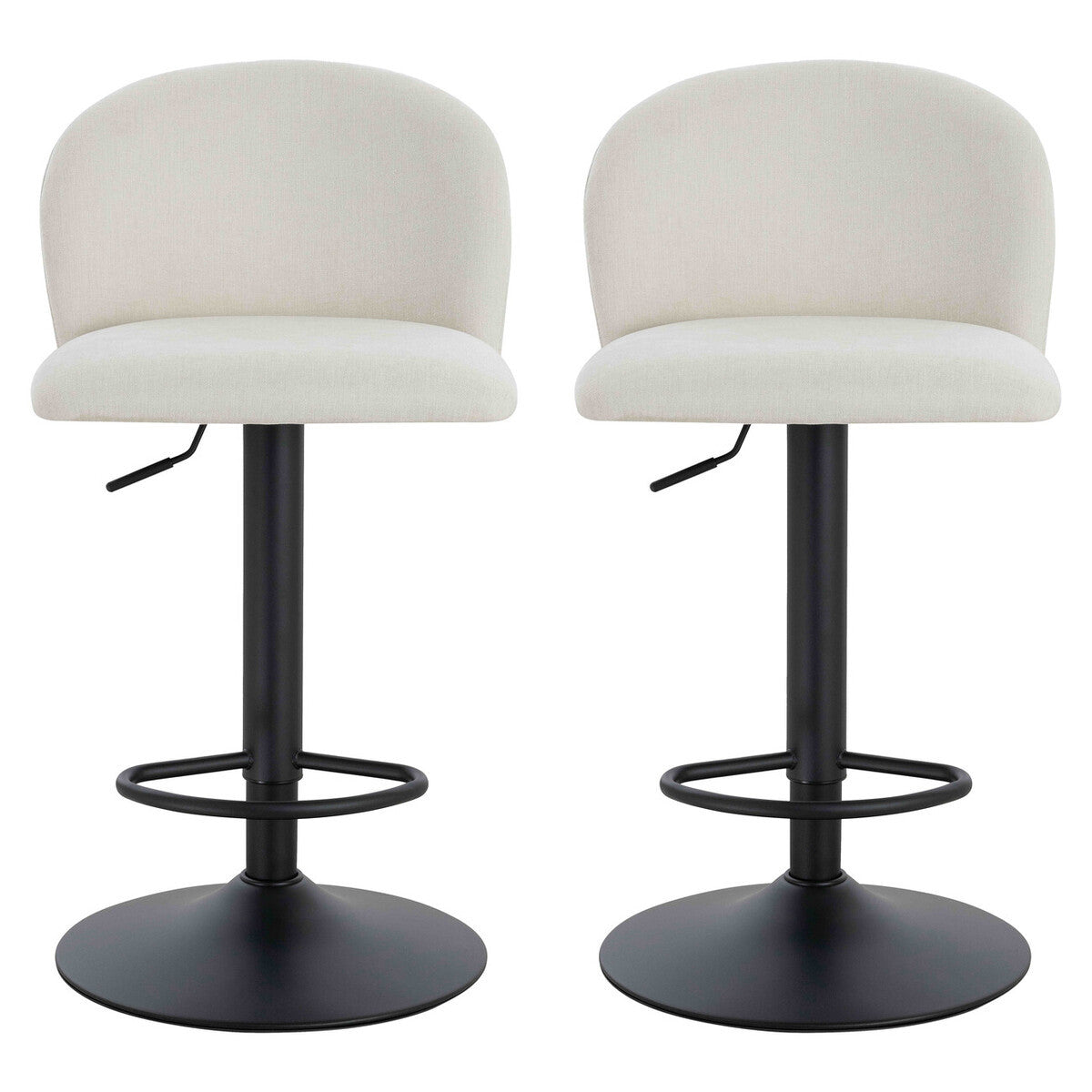Maxwell Set of Two Beige Textured Fabric Curved Bar Chairs