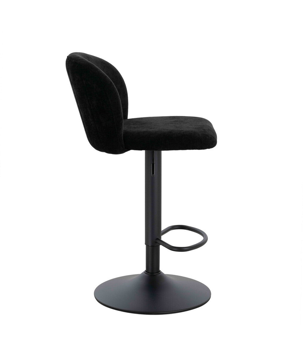 Maxwell Set of 2 Black Textured Fabric Curved Bar Chairs