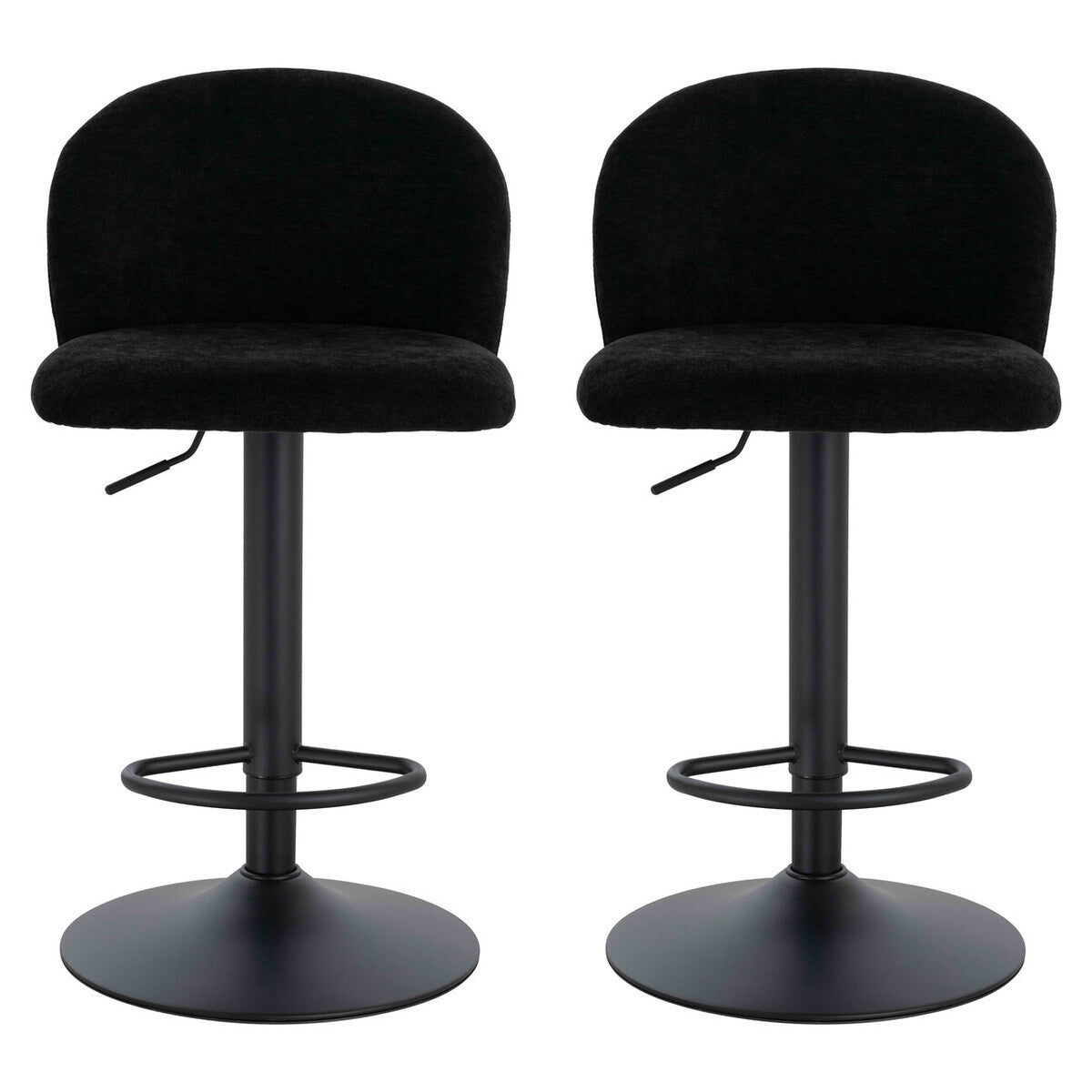Maxwell Set of 2 Black Textured Fabric Curved Bar Chairs